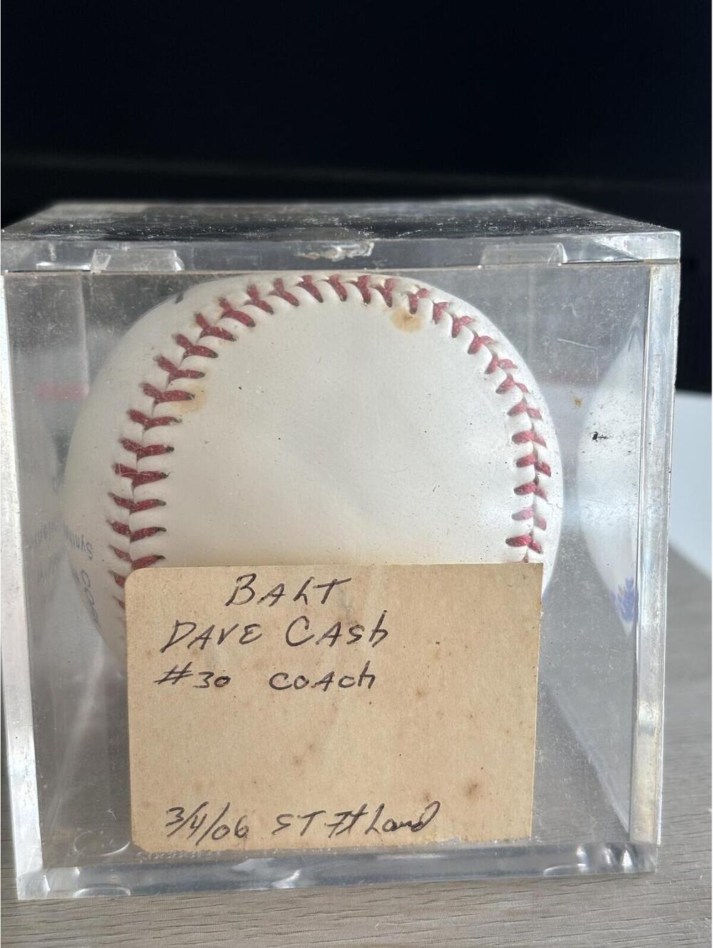 Dave Cash Autographed Baseball with Display Case
